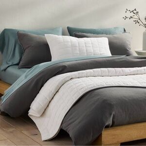 Casaluna Heavyweight Linen Blend Duvet Cover Dark Grey - Full/Queen
